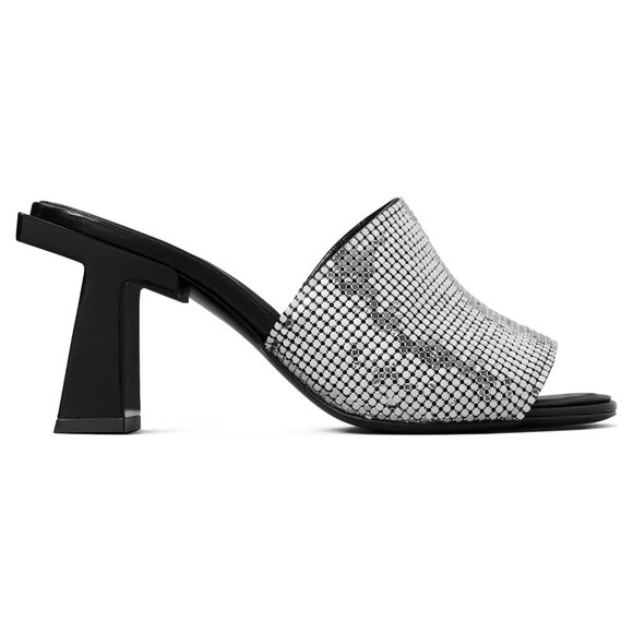 TORY BURCH Block T Chainmail Mule Sandal Size 8 - Picture 4 of 11